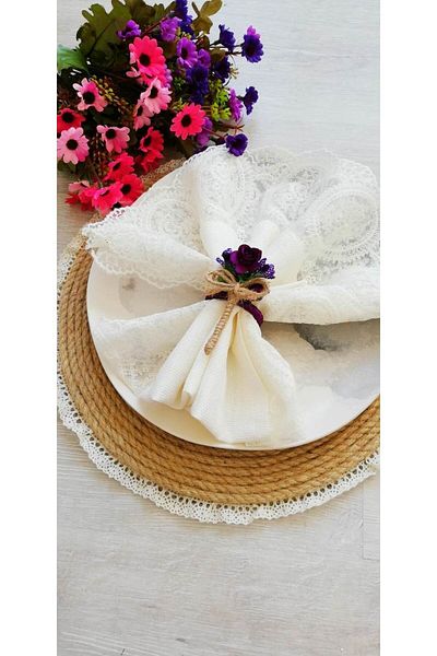 CWolf Purple Flower Bunch 6-Piece Napkin Ring