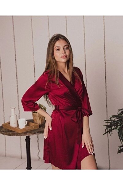 Pina Burgundski satenski kućni ogrtač kimono