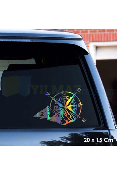 yılmazetic Pusula Dağ Karavan Hologram Araba Oto Sticker Etiket Yapıştırma Çı...