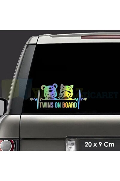 yılmazetic Arabada Ikiz Bebek Var Hologram Oto Sticker Araba Etiket Çıkartma ...