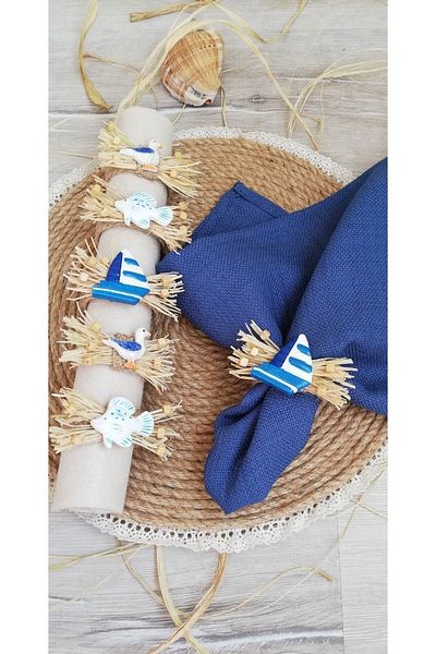 CWolf Bohemian Sea Mixed 2 Object 6-Piece Napkin Ring Ring