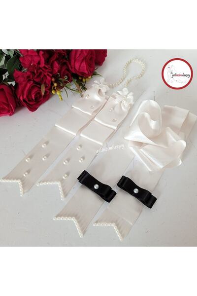 Gelincimherşey Gelin Damat Takı Merasimi Için Bol Incili Takı Kurdelesi