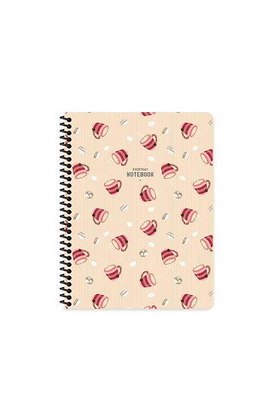 KESKİN COLOR CHECKED 16x22 CM 80 SHEETS CARTON COVER WIRE NOTEBOOK 60 GRAM WHITE PAGE COFFEE