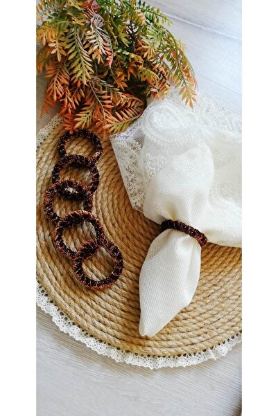 CWolf Set de 6 inele pentru șervețele din catifea argintie cupru