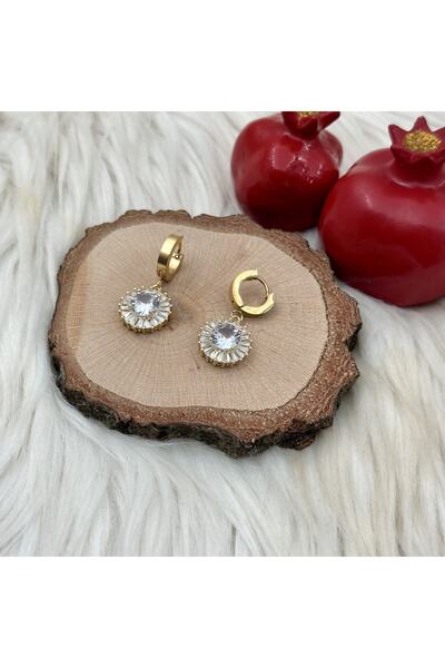 Opia Takı & Aksesuar أقراط متدلية من حجر الزركون الصلب المستدير للنساء