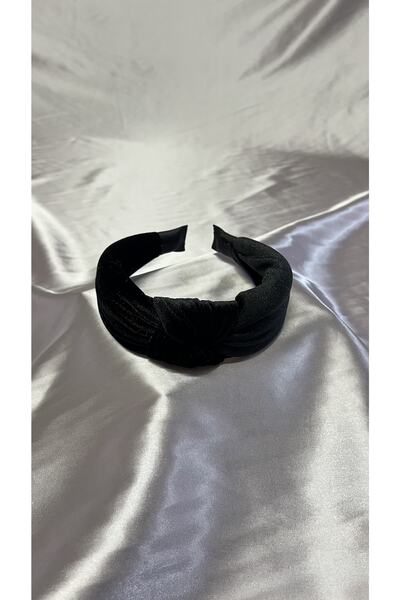 MegssStore Μαύρο βελούδινο στέμμα με κόμπους/κορδέλα μαλλιών