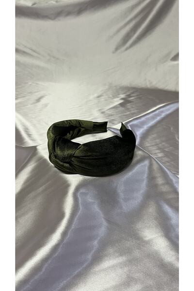 MegssStore Корона/лента за глава от кадифе в цвят каки с възли