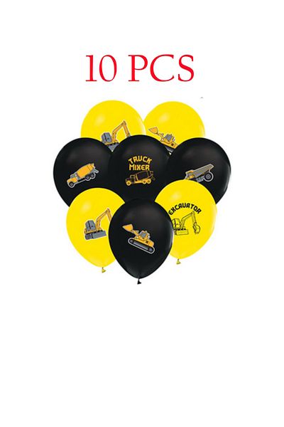 Party City 10 Pcs Printed Construction Theme Pastel Balloon Yellow-black