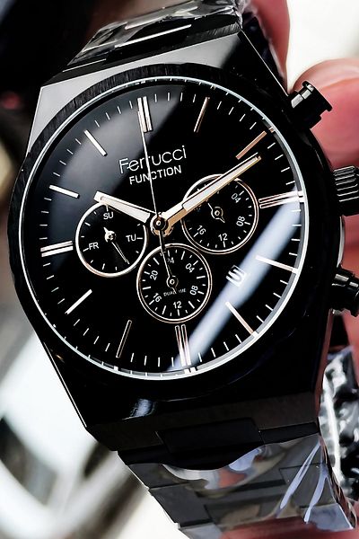 Ferrucci Function Men's Wristwatch 3 Atm Waterproof Black Color Steel Strap + Bracelet FRE2024C4