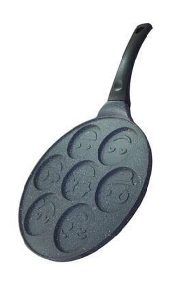 TOGO Çınar Life Smiling Face Emoji Granite Pancake Pan 7 Compartments Large Size 28 Cm