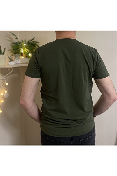 Betimoda Ανδρικό βαμβακερό μπλουζάκι με στενή κοπή με λαιμόκοψη με κοντό μανίκι πράσινο