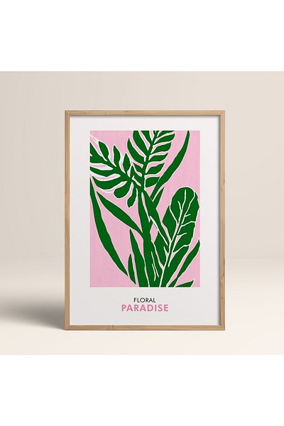 HOMEPACK Картина в рамка от естествено дърво, рамкиран плакат, артистична модерна декорация за стена (FLOWER239-WOOD-30X40)
