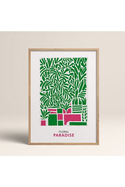 HOMEPACK Картина в рамка от естествено дърво, рамкиран плакат, артистична модерна декорация за стена (FLOWER240-WOOD-40X60)