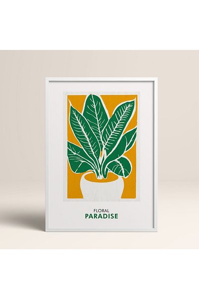 HOMEPACK Tablou cu rame din lemn alb Poster cu rame Decor artistic modern de perete (FLOWER238-WHITE-30X40)