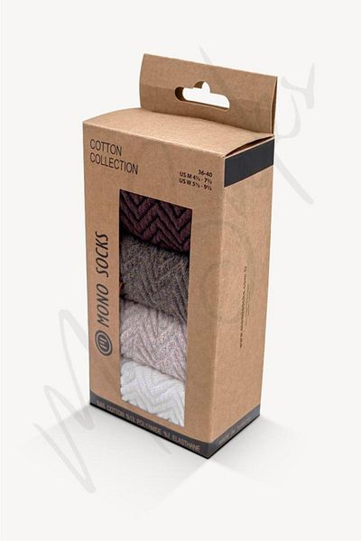 Mono Socks Γυναικείες γυναικείες κάλτσες σε κουτί με ζιγκ-ζαγκ σχέδιο
