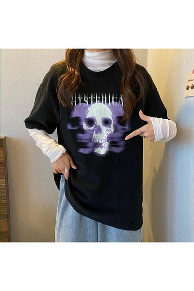 Touz Hysterical printed μαύρο μπλουζάκι Unisex Oversize