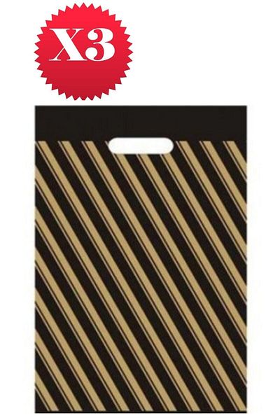 Mezpack Ambalaj Black Diagonel Reinforced Store Bag - 250 (3 Pack)