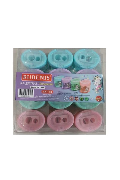 Rubenis Pencil Sharpener Pastel 4 Color Oval Double Opener Rkt-23 (Pack of 12)