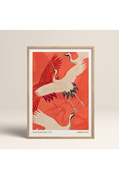 HOMEPACK Рамкирана картина в японски стил Нанбара Сакуджиро 30x40см 40x60см 50x70см Черно Бяло Дърво Jpn081