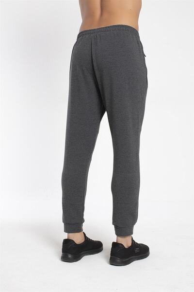 Crozwise Summer Men's Cotton Anthracite Sweatpants with Elastic Legs - 2205-06