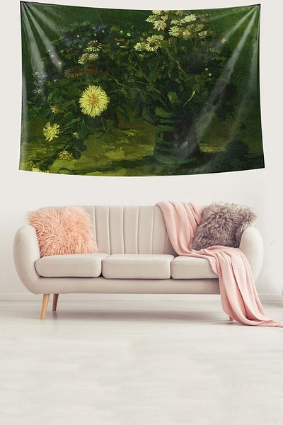on the clouds Yellow Daisies in a Vase Stain Resistant Fabric Wall Cloth Wall Tapestry Tapestry