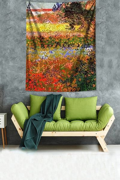 on the clouds Floral Garden Van Gogh Stain Resistant Fabric Wall Cover Wall Carpet Tapestry