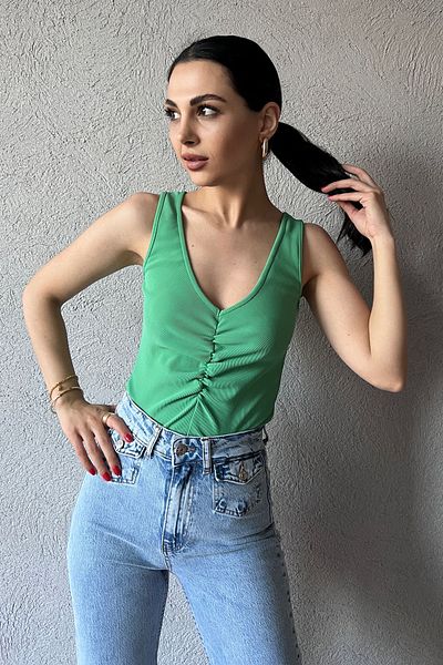 Seda Yalçın Atelier Green Gathered Front Bodysuit