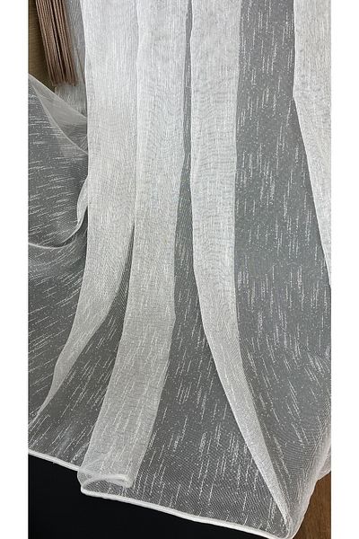 Yuka Slub Tulle 1/3 Close Pleat First Class Tulle Curtain Plain White Tulle Wrinkle-Free 220 X 250