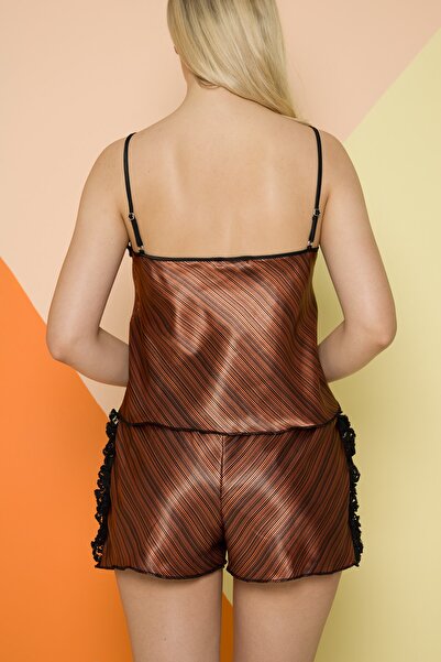 VODENS Σετ σορτς Babydoll από πλακάκι ριγέ σατέν