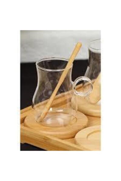 SERAMİKCİ كوب شاي بوروسيليكات مكون من 6 قطع بمقبض