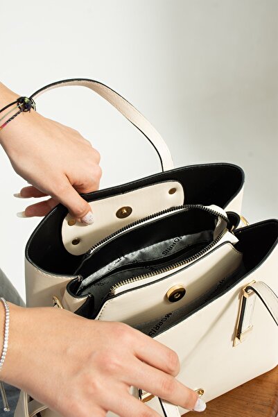 By Hakan Sn 1324 Γυναικεία τσάντα ώμου Τσάντα χειρός 3 θέσεων Κρέμα