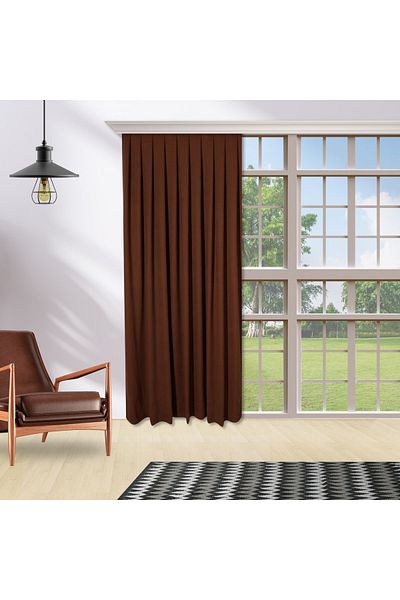 perhal perde ve halı Single Wing Brown Color Island 1-2 Sparse Pleat Background Curtain