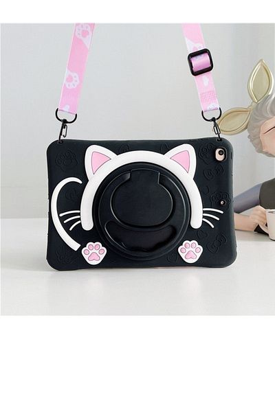 TEKNETSTORE Samsung Galaxy Tab A8 10.5 (2021) Sm-x200 Compatible Cat Case Children's Case with Hanging Stand Fun