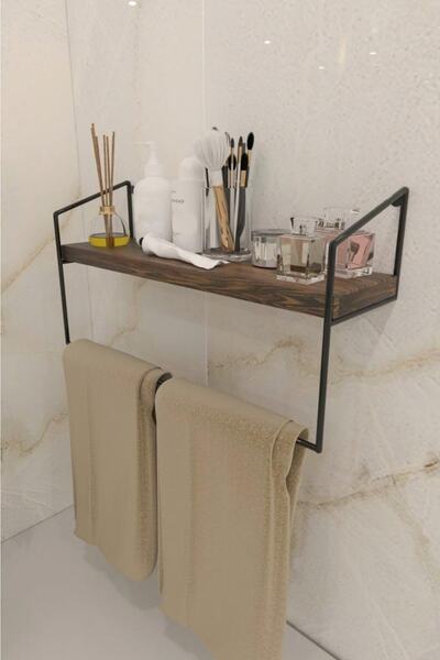 MSAĞWOODS Bathroom Sink Hand Towel Holder Wood-metal Organizer Wall Shelf Home Gift Luxury