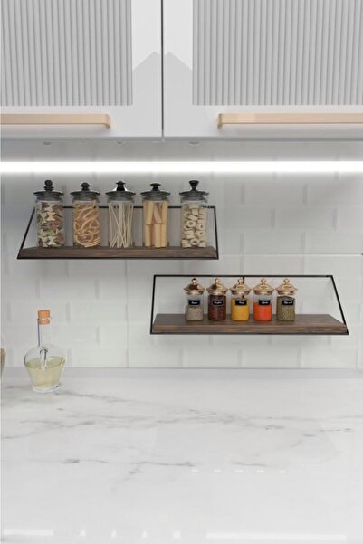 MSAĞWOODS Ikili Duvar Tipi Ahşap Raf Düzenleyici Organizer Ev Hediyesi Ofis Balkon Mutfak Banyo