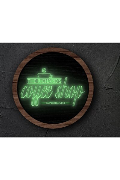 Bk Gift Kişiye Özel Led Işıklı Yuvarlak Bar Tabelası, Işıklı Tabela, Bar Deko...