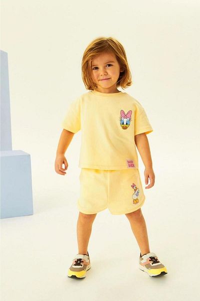 Pink Hippo Kids Girl's Daisy Duck Printed Shorts Top and Bottom Double Set