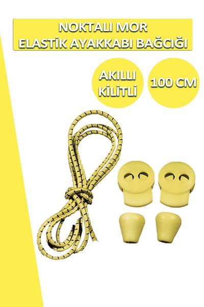 Dopar Lucky Yellow Smart Locking Shoelaces Elastic Dotted Laces 100 Cm