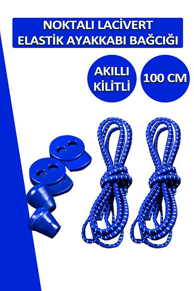 Dopar Lucky Navy Blue Smart Locking Shoelaces Elastic Dotted Laces 100 cm