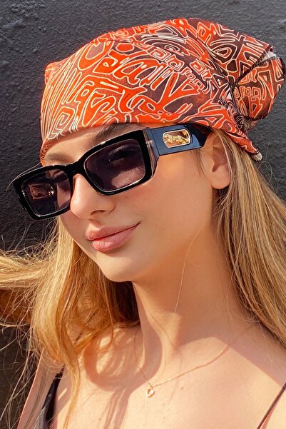 TAKIŞTIR Πορτοκαλί φουλάρι με σχέδιο γραφής