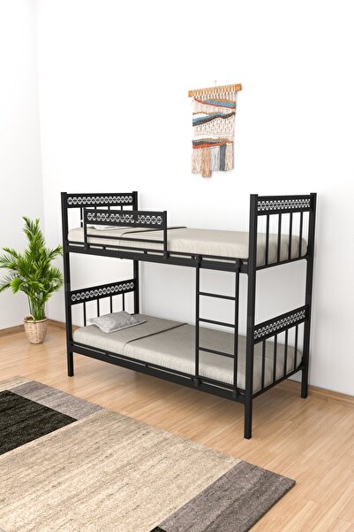 FANO Motif Ranza 90x200 Yatak Uyumlu Siyah Metal Ranza Karyola