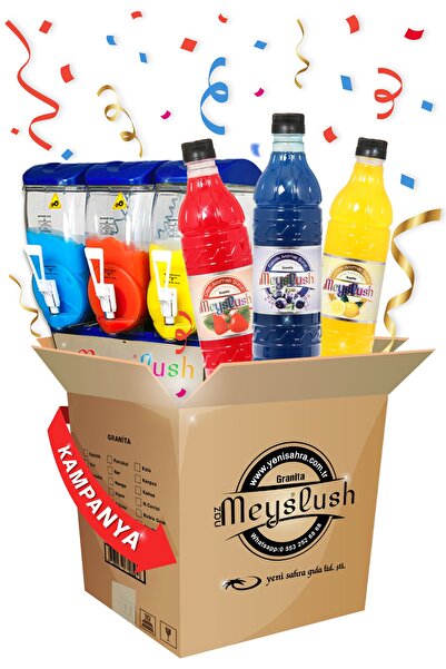 Meyslush (EGZOTİK-ÇİLEK-LİMON) Buzlaş Şurubu, İce Slush Tozu Alternatifi,(FAR...