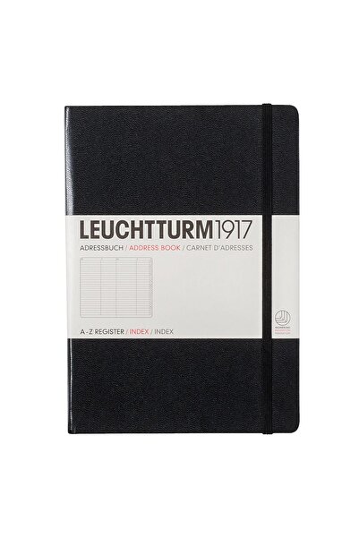 Leuchtturm1917 Orta Boy (A5) Fihristli Adres Defteri, Siyah Kapak