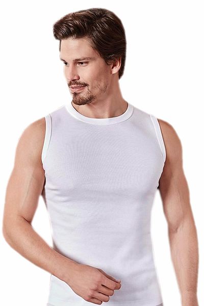 Berrak Men's White Zero Sleeve Undershirt ELF568BER1012B13