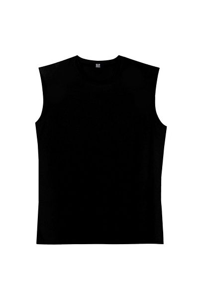 ROCKANDROLL Plain, Unprinted Basic Black Cut-Out Sleeve | Sleeveless T-Shirt | Athlete