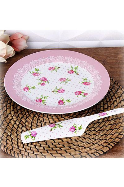 Ün-Ev Cake Serving Plate with Porcelain Spatula