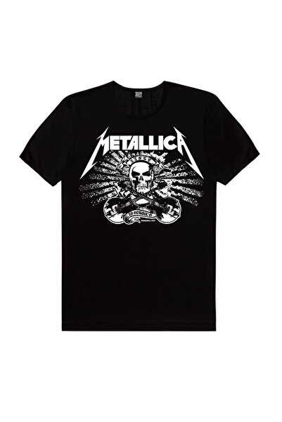 ROCKANDROLL Μαύρο κοντομάνικο μπλουζάκι Metallica Skull