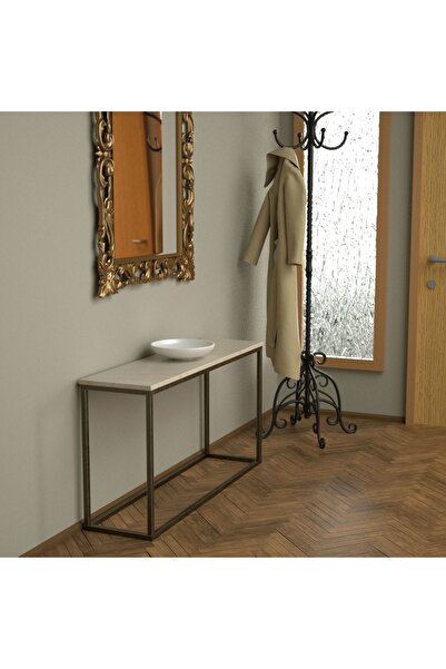 Evka Potrica Dresuar Eskitme Pirinç Ayak Bej Mermer Tabla