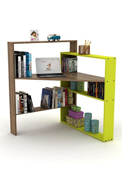 Rafevi Pisagor Köşe Masa (Ceviz-Yeşil)