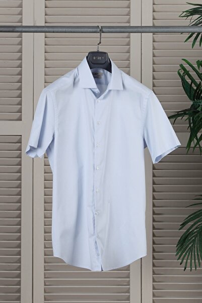 Kip Açık Mavi Regular Fit Dokuma Klasik Pamuk Karışımlı Gömlek